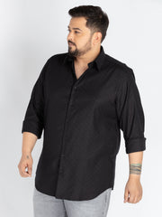 Mens Plus Size Black spread collar printed polka dot shirt