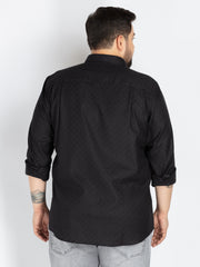 Mens Plus Size Black spread collar printed polka dot shirt