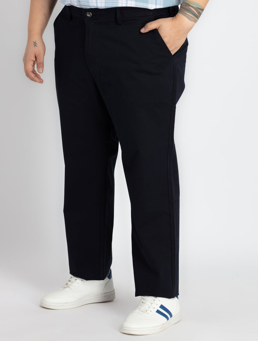 Mens Plus Size Navy Chino Trouser