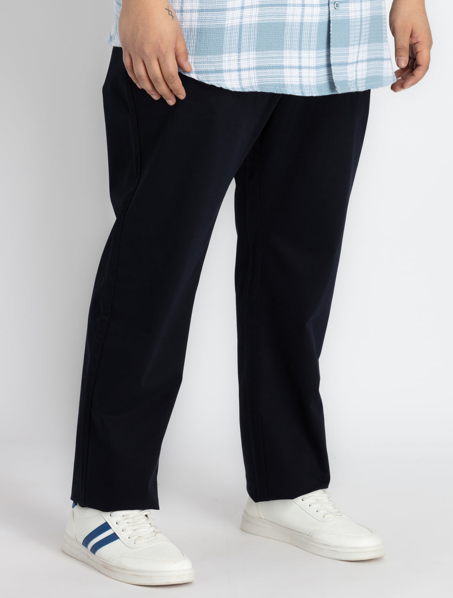 Mens Plus Size Navy Chino Trouser