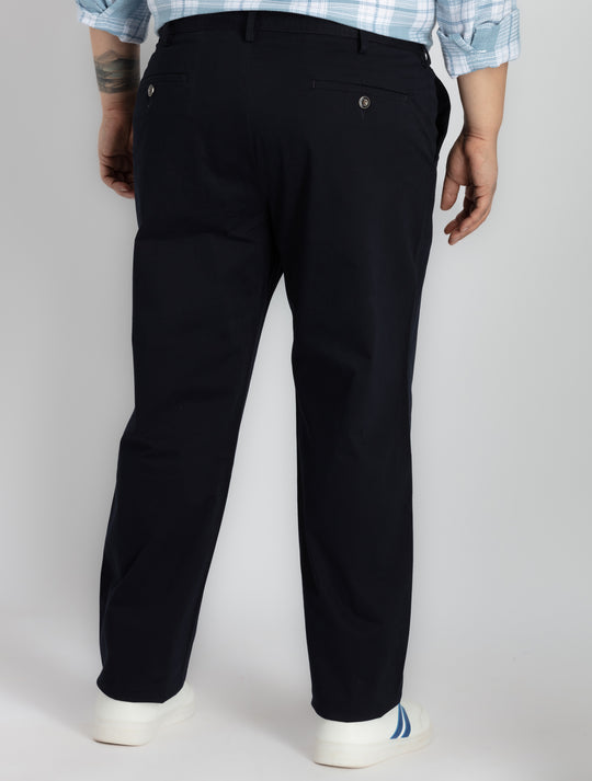 Mens Plus Size Navy Chino Trouser