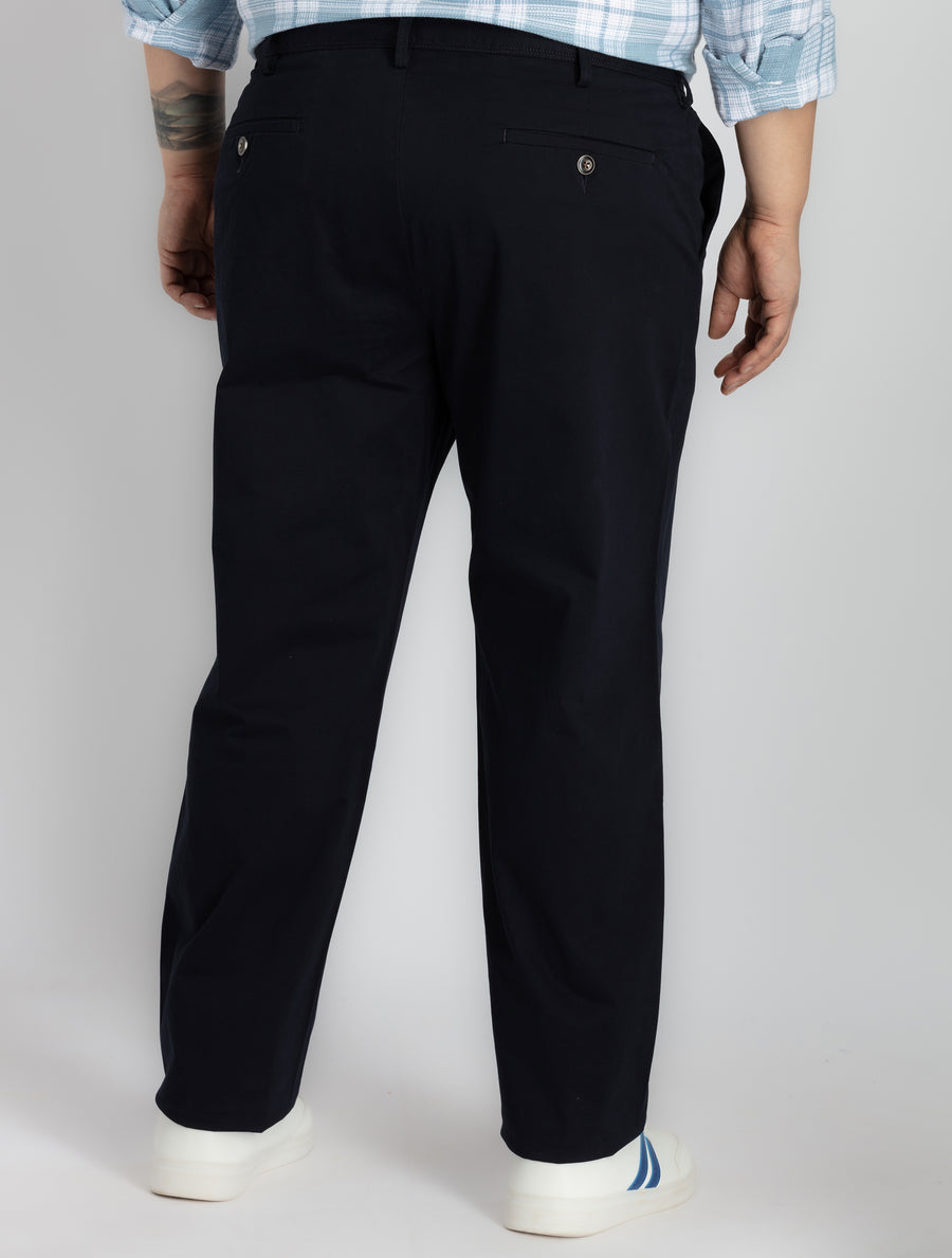 Mens Plus Size Navy Chino Trouser