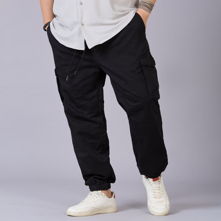 Mens Plus Size Cotton Cargo Jogger – Built for Comfort, Made for Movement-Black
