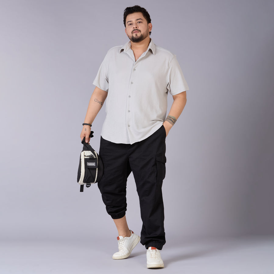 Mens Plus Size Cotton Cargo Jogger – Built for Comfort, Made for Movement-Black