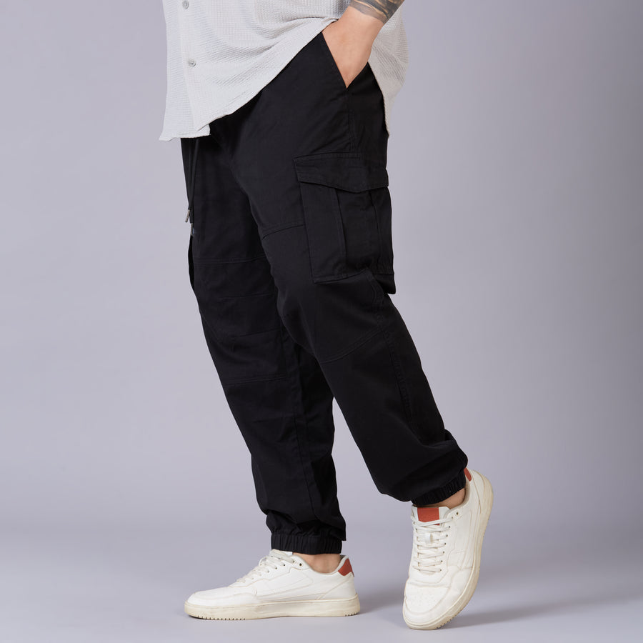 Mens Plus Size Cotton Cargo Jogger – Built for Comfort, Made for Movement-Black