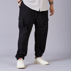 Mens Plus Size Cotton Cargo Jogger – Built for Comfort, Made for Movement-Black