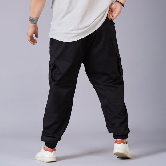 Mens Plus Size Cotton Cargo Jogger – Built for Comfort, Made for Movement-Black