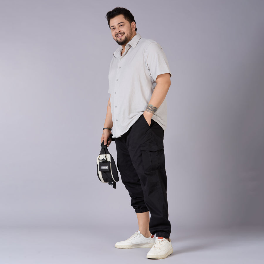 Mens Plus Size Cotton Cargo Jogger – Built for Comfort, Made for Movement-Black