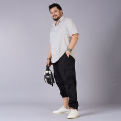 Mens Plus Size Cotton Cargo Jogger – Built for Comfort, Made for Movement-Black
