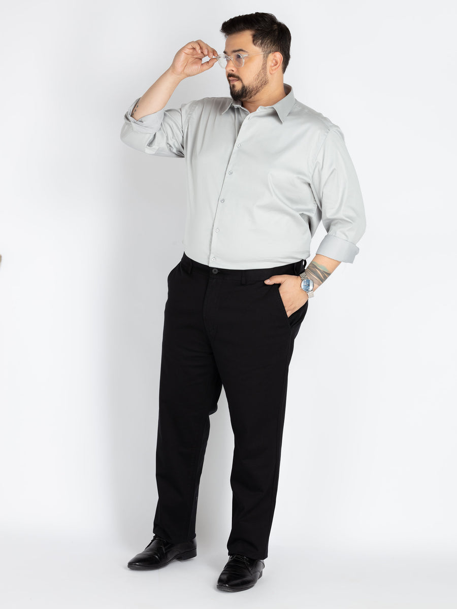 Black flexi waist chino