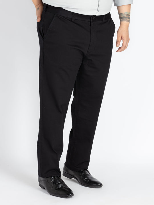 Black flexi waist chino