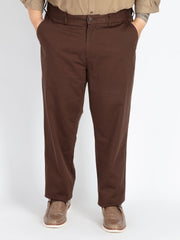 Mens Plus Size brown flexi waist chino