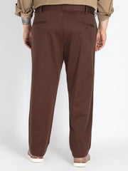 Mens Plus Size brown flexi waist chino