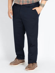 Mens Plus Size navy flexi waist chino