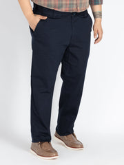 Mens Plus Size navy flexi waist chino