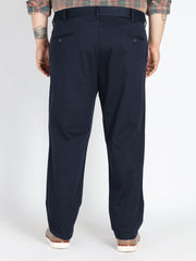 Mens Plus Size navy flexi waist chino
