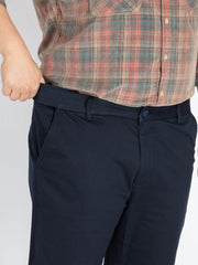 Mens Plus Size navy flexi waist chino