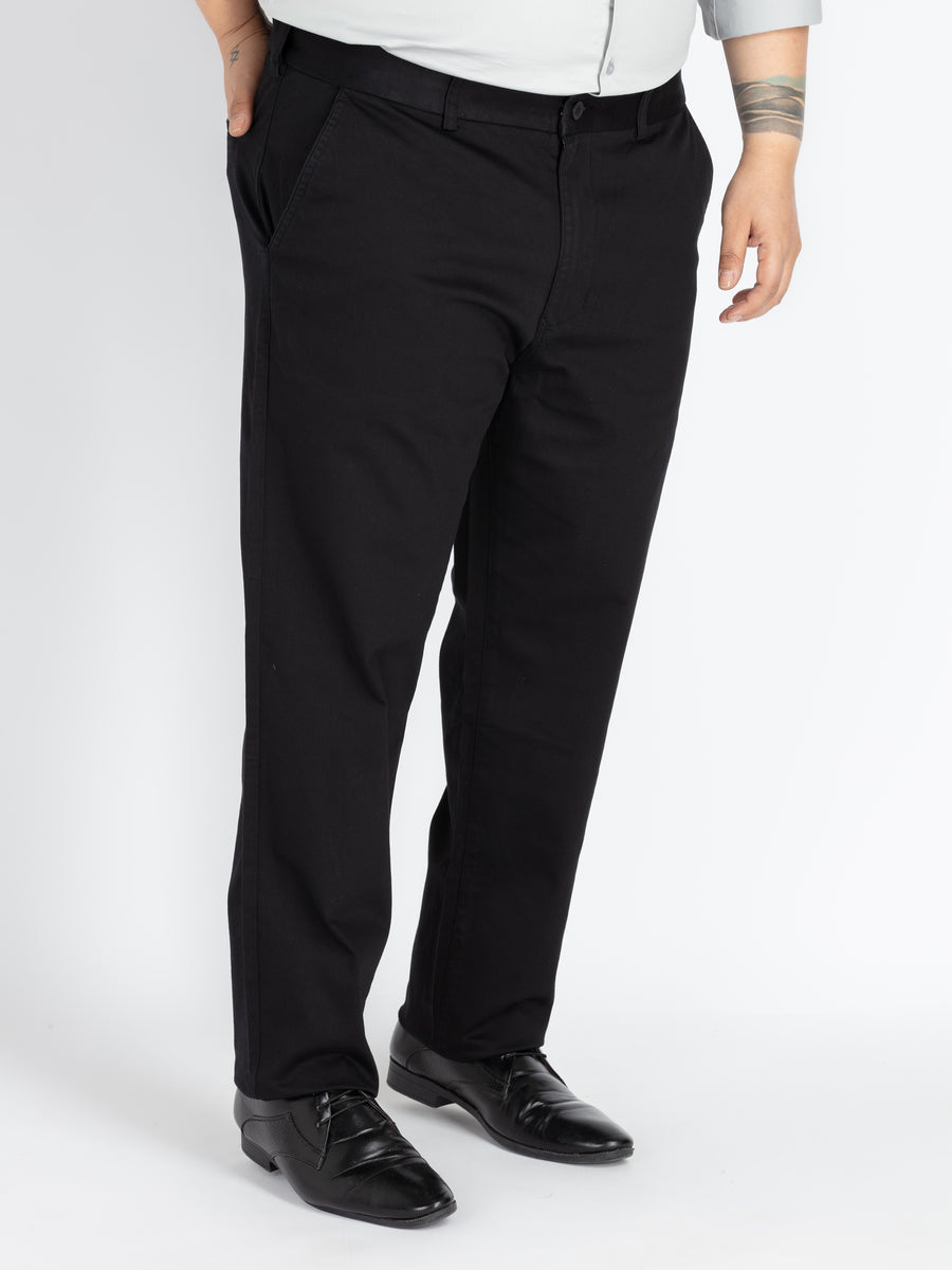 Black flexi waist chino