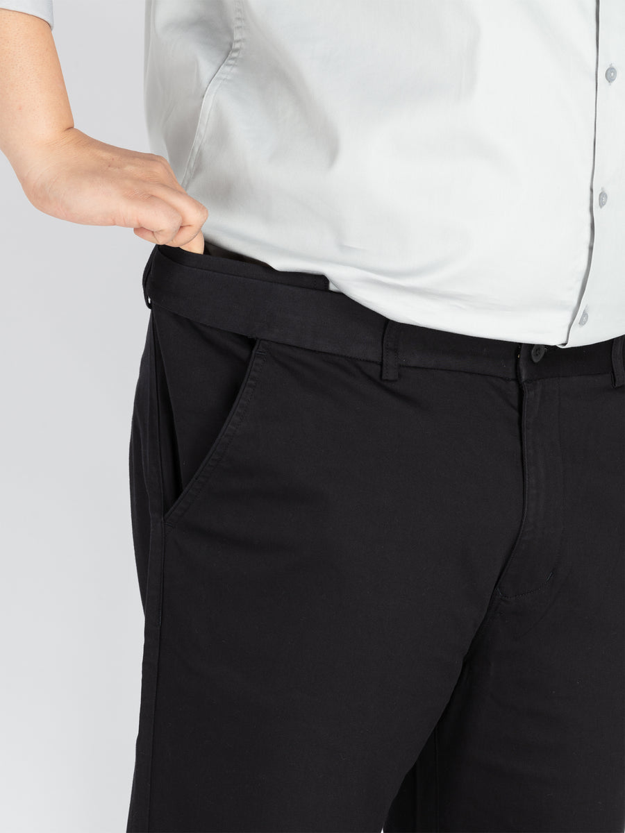Black flexi waist chino