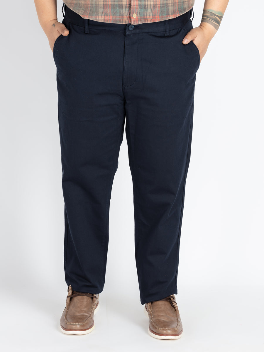 Mens Plus Size navy flexi waist chino
