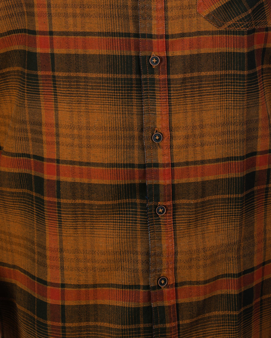 Mens Plus Size Orange Casual Check Shirt