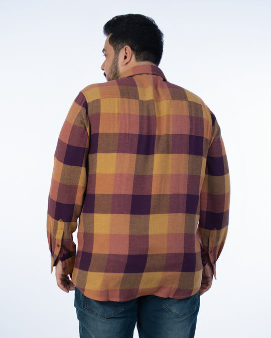 Mens Plus Size Purple Regular Collar Brushed Shirt
