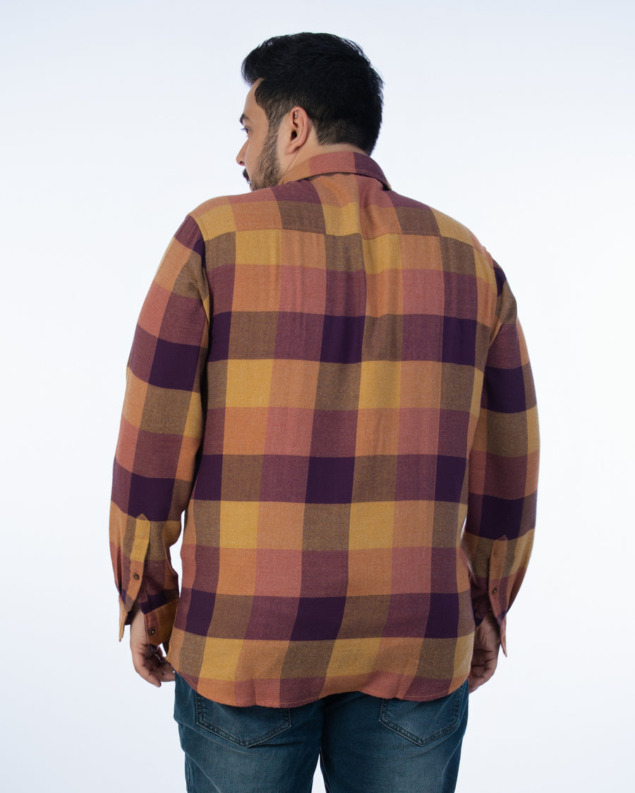 Mens Plus Size Purple Regular Collar Brushed Shirt