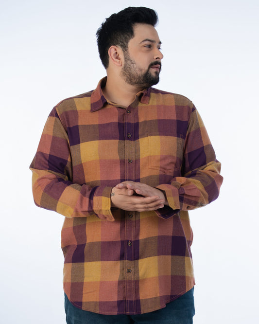 Mens Plus Size Purple Regular Collar Brushed Shirt