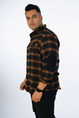 Black Regular Collar Brushed Shirt