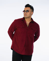 Maroon Regular Collar Corduroy Shirt