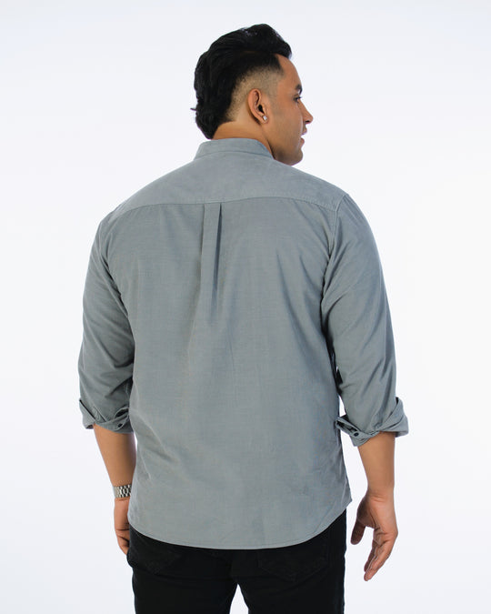 Mens Plus Size Grey Stand Collar Corduroy Shirt
