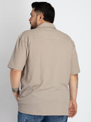 Mens Plus Size off White Self structured Knit shirt