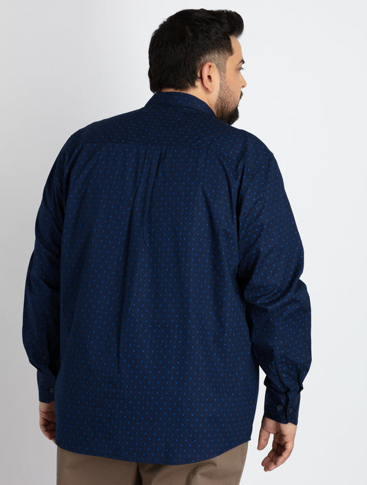 Mens Plus Size Blue Cotton Shirt