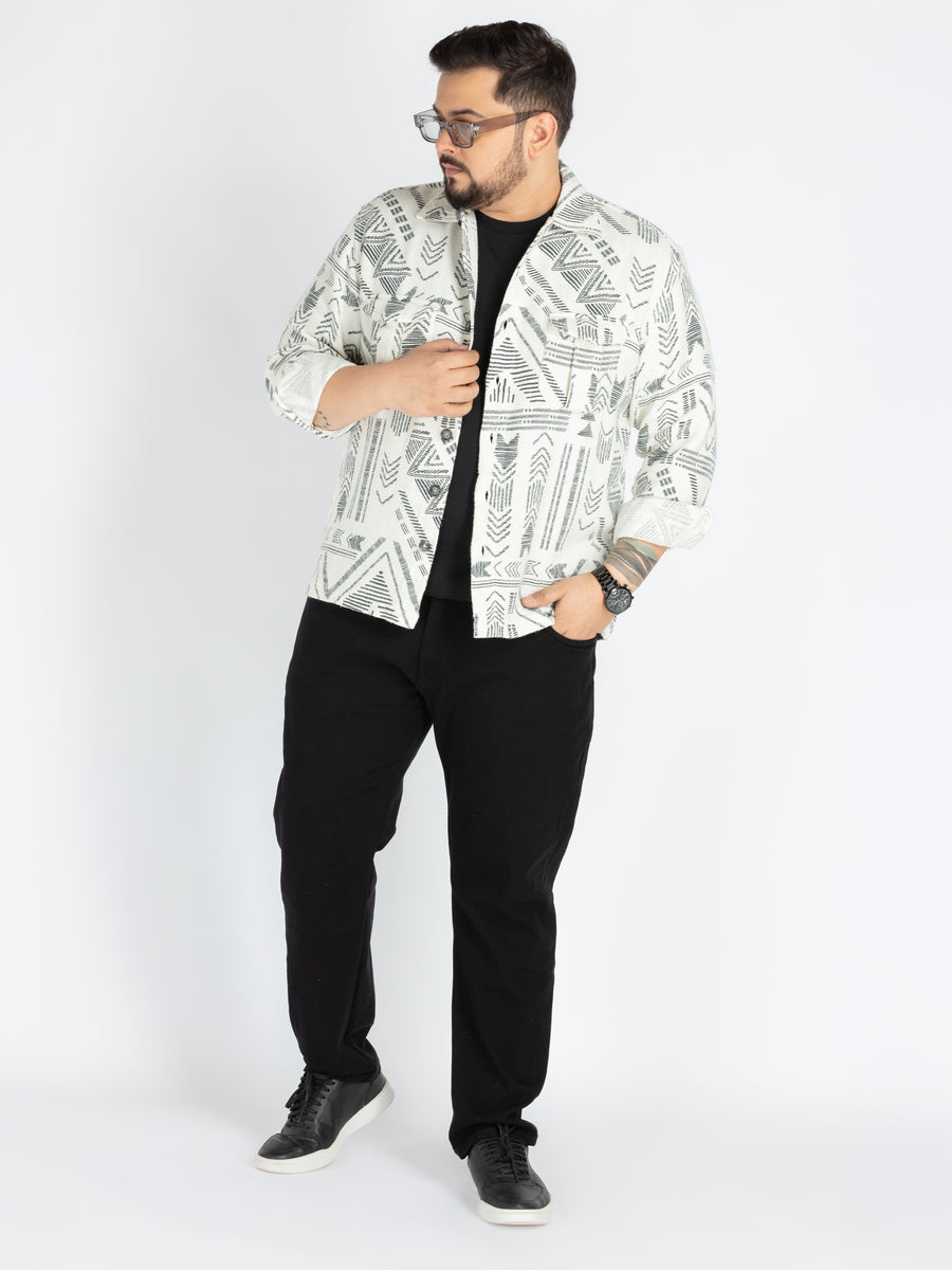 Mens Plus Size off white printed shaket
