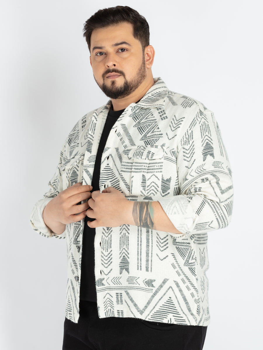 Mens Plus Size off white printed shaket