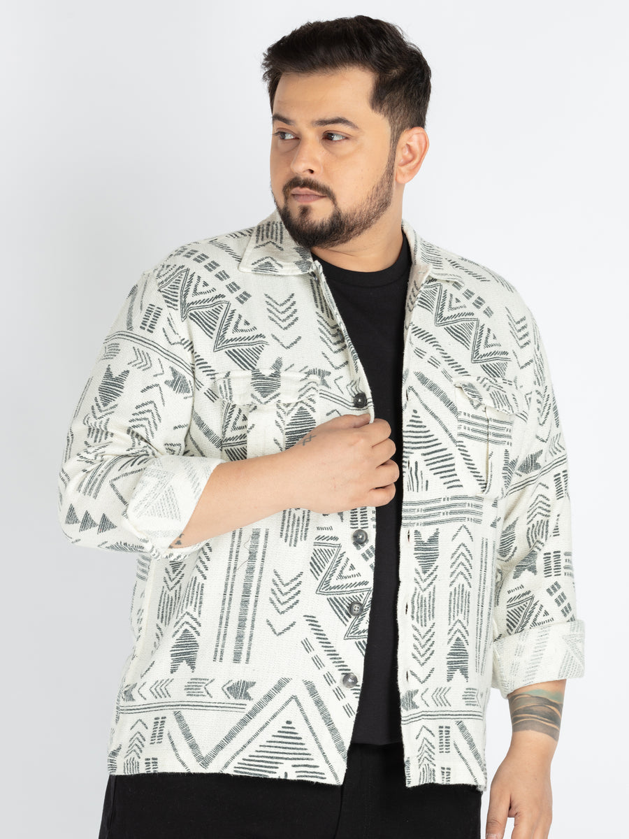 Mens Plus Size off white printed shaket