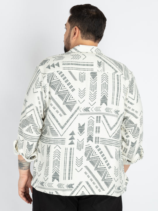 Mens Plus Size off white printed shaket