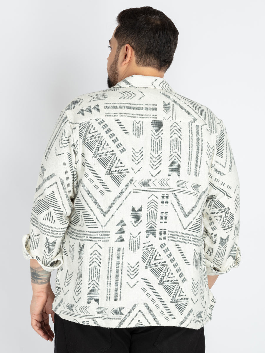 Mens Plus Size off white printed shaket