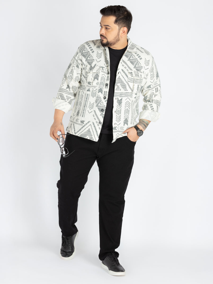 Mens Plus Size off white printed shaket