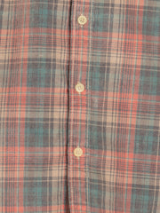 Peach spread collar check shirt