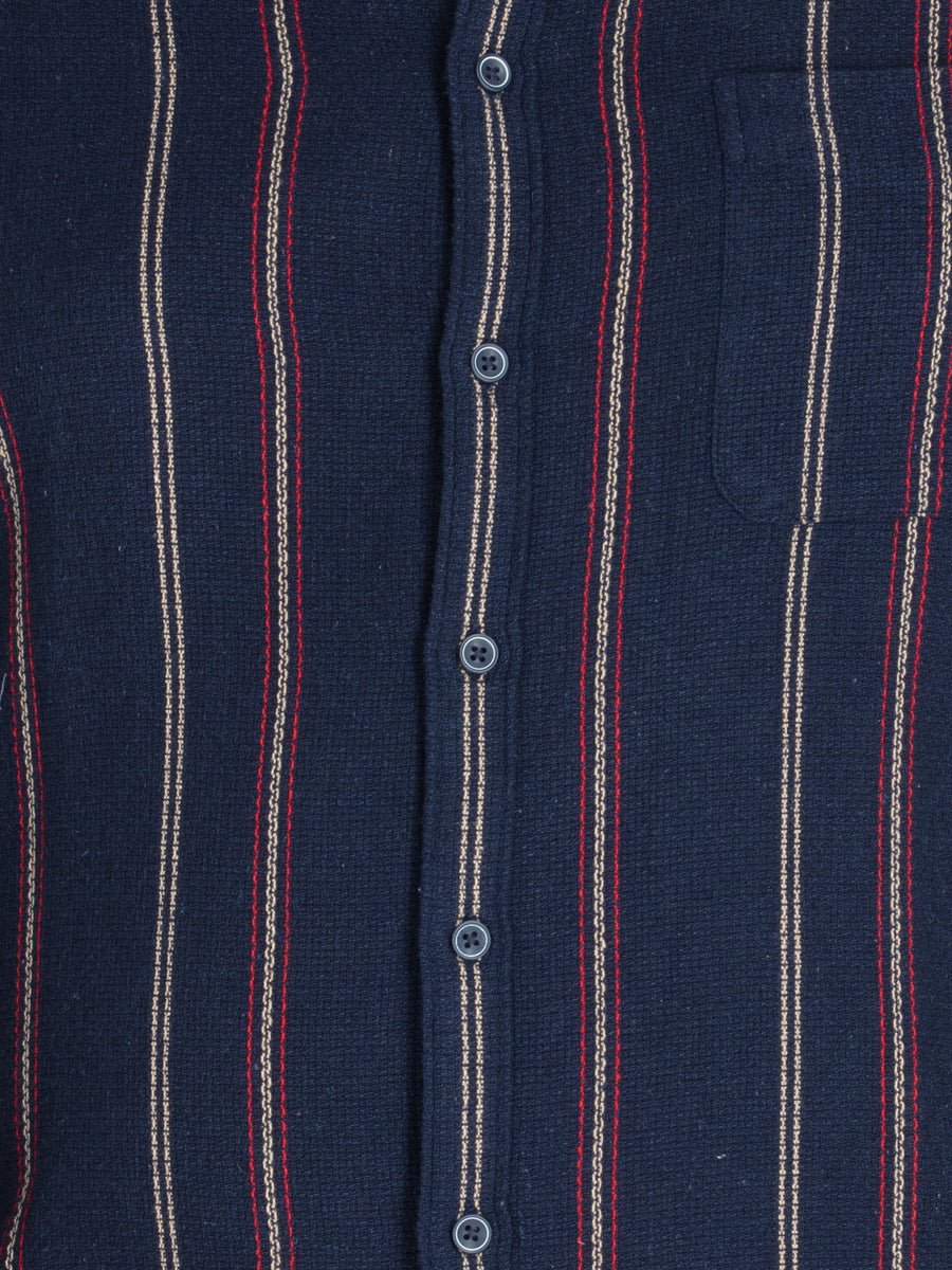 Mens Plus Size Navy Mandarin Collar stripe  Shirt