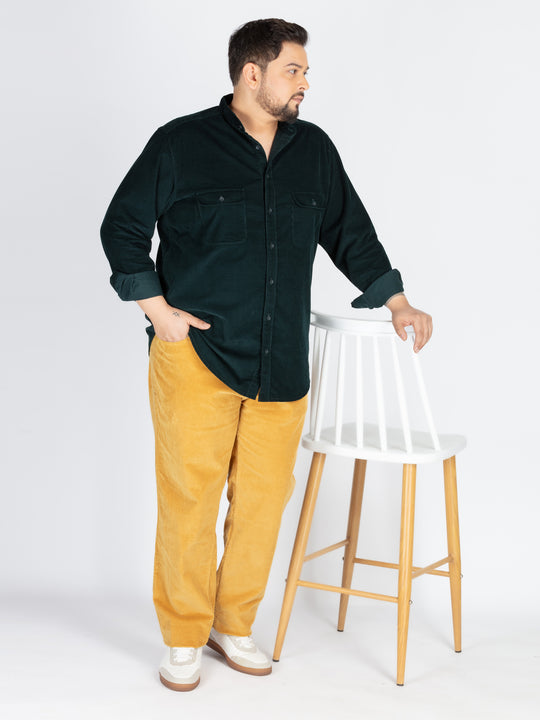 Men’s Plus-Size Petrol Corduroy Solid Shirt