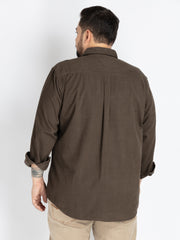 Olive Spread Collar Solid  Shirt