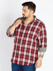 Red Spread Collar Check Shirt