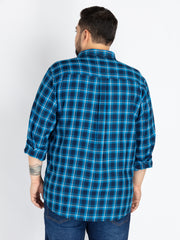 Turq Spread Collar Check Shirt