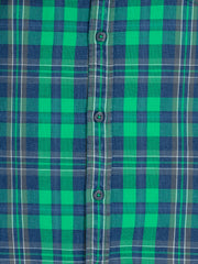 Mens Plus size Classic Indigo & Green Checkered Cotton Shirt for Men