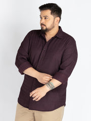 Wine Spread Collar Solid Structured Shirt