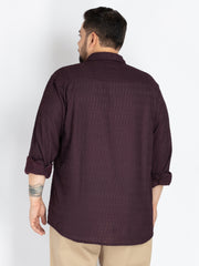 Wine Spread Collar Solid Structured Shirt