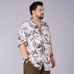 Men's Plus Size Amber Leaf – Abstract Printed Rayon Shirt