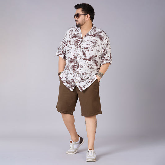 Men's Plus Size Amber Leaf – Abstract Printed Rayon Shirt